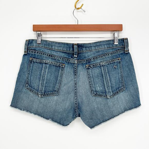 rag & bone / JEAN The Mila Short Moss w/ Holes Distressed Denim Cutoff Shorts 29 - Picture 9 of 12